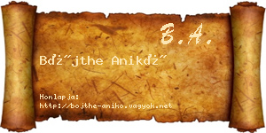 Bőjthe Anikó névjegykártya